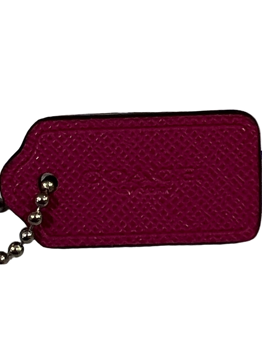 Coach Hot Pink Leather Mini Hang Tag with Silver Ball Chain - Picture 2 of 4